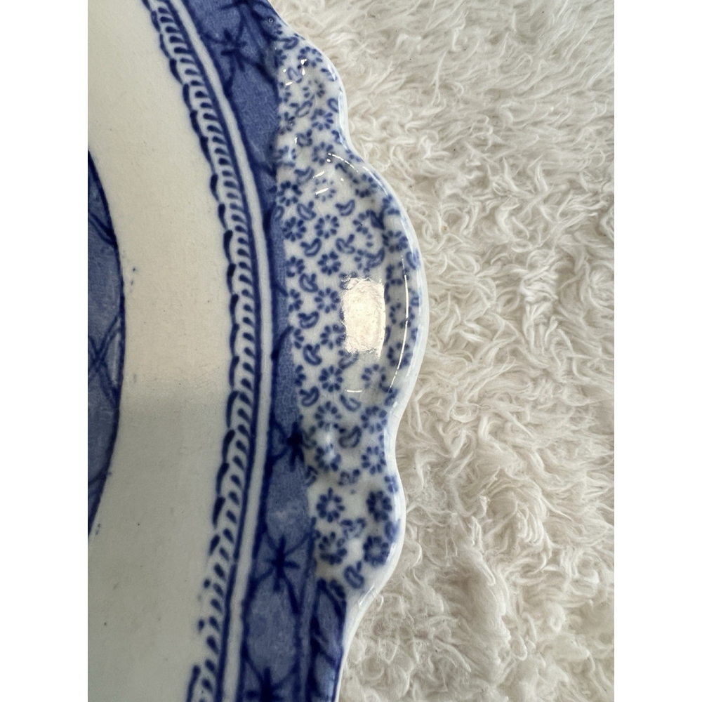 Antique 1820 Ashworth Canton Blue Transferware Handled Dish 10.5” x 9” - Picture 2 of 13